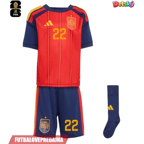 Lacne Dětský Futbalové dres Španielsko Pau Cubarsi #22 MS 2026 Krátky Rukáv - Domáci (+ trenírky)